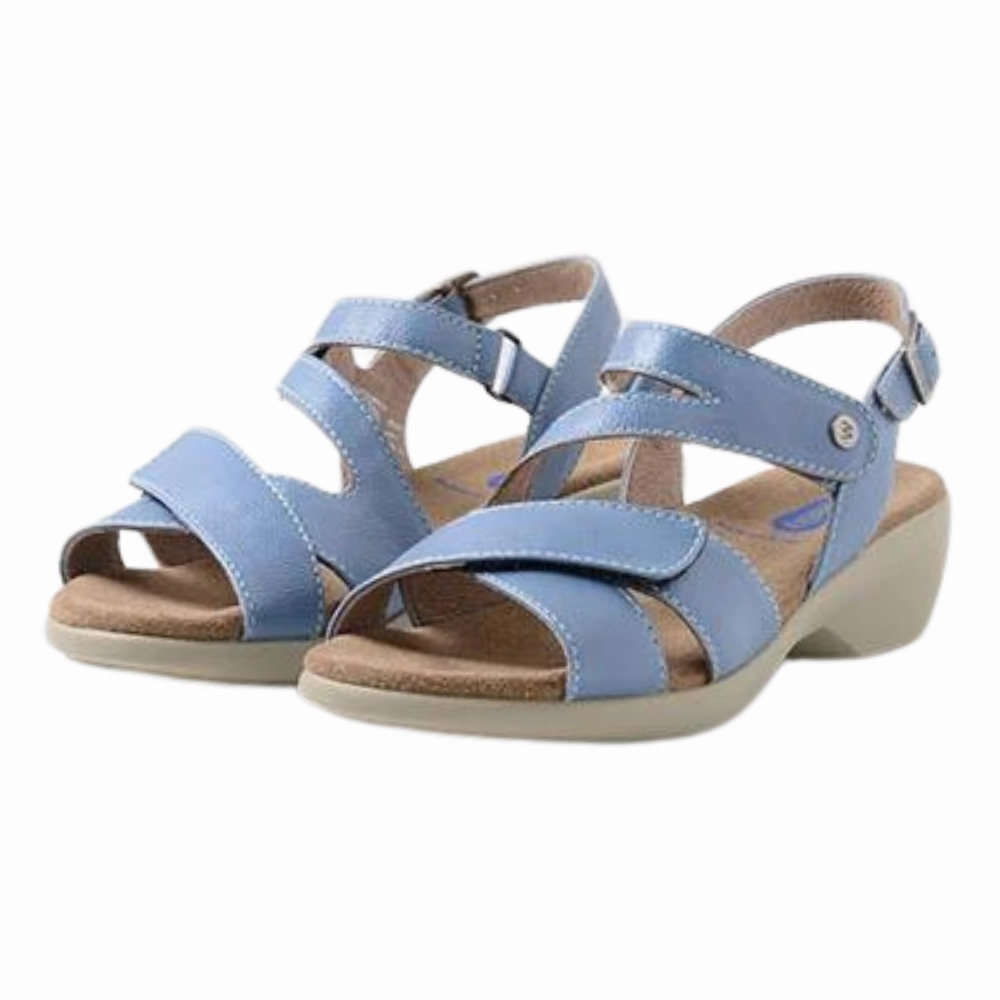 Wolky Fria Sky Blue Leather Sandal (Women's) Plasticana Jelly Sandals