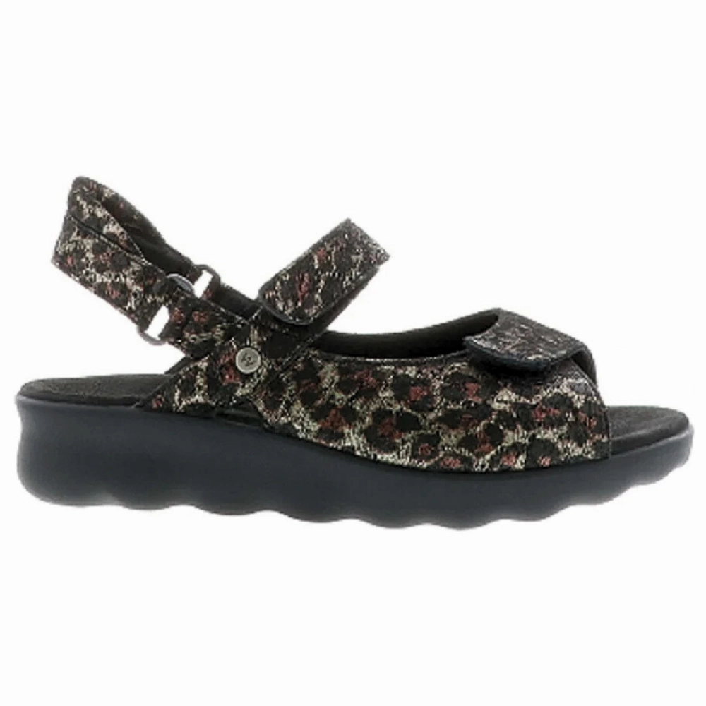 Wolky Pichu Black Leopardo Leather Sandal (Women's) Sandals Sparkle