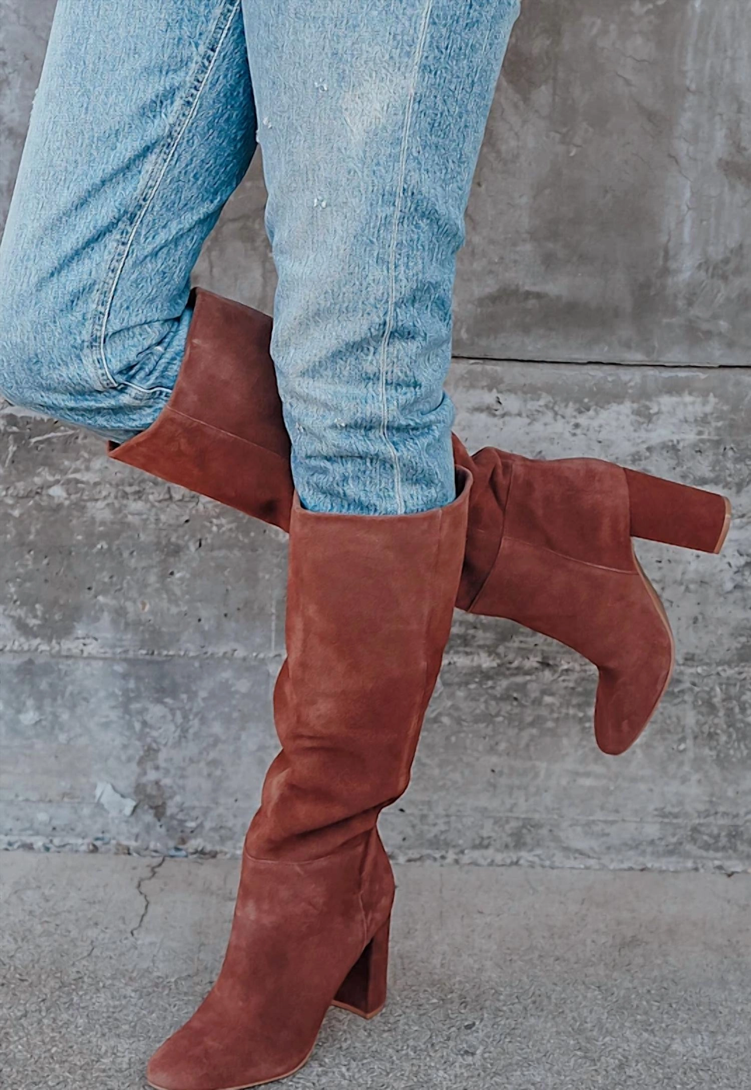 Balenciaga Venom Boots Women Krafty Suede Knee High Block Heel Boots In Brown