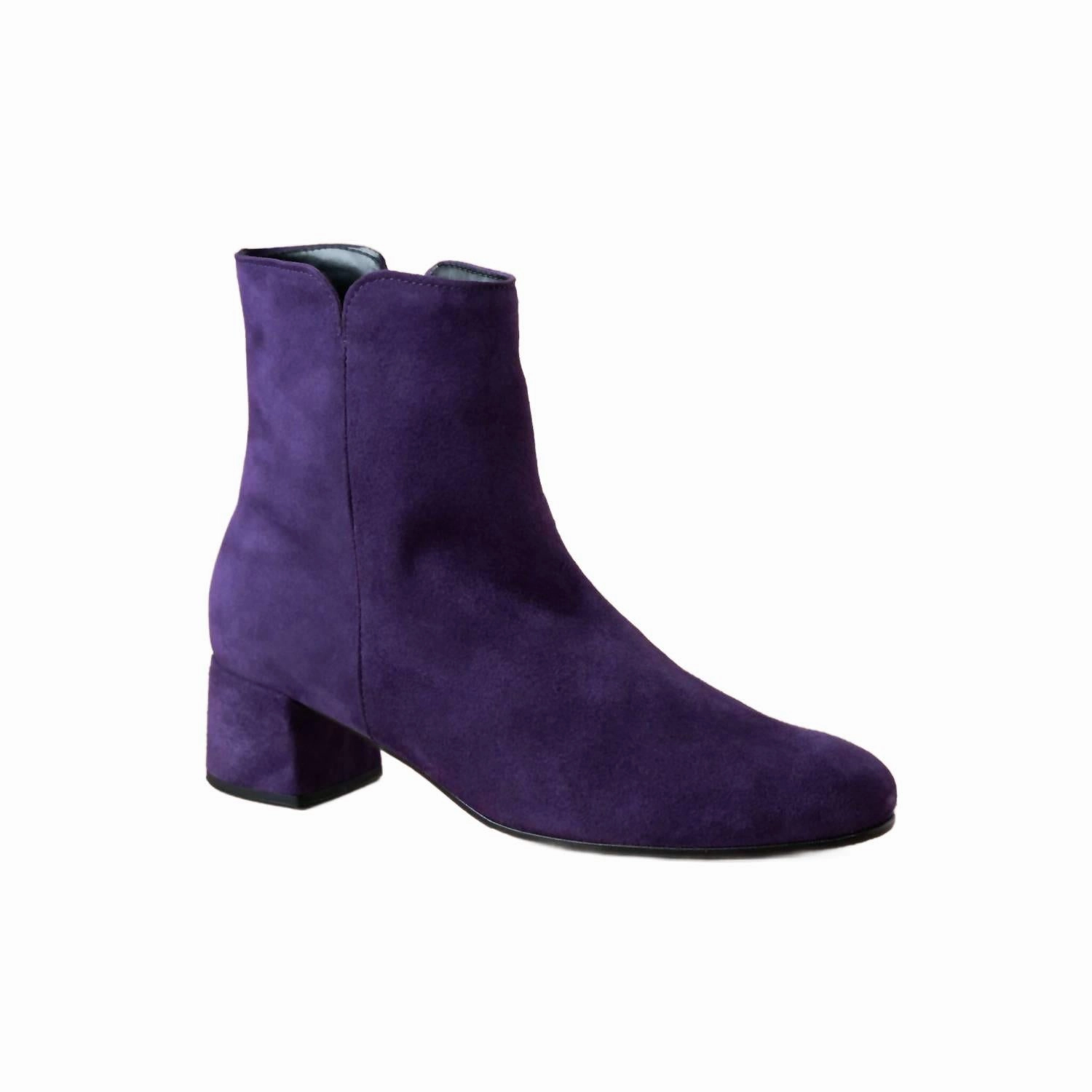 Mini Cowboy Boots Women;s Ankle Boots In Purple Suede