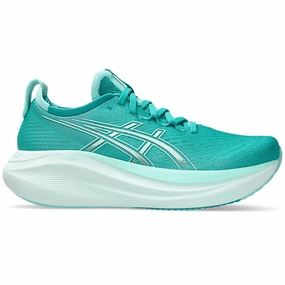 Asics Walking Shoes Plantar Fasciitis Women's Asics Gel-Nimbus 27, Wave Teal/Illuminate Mint, 10 B Medium