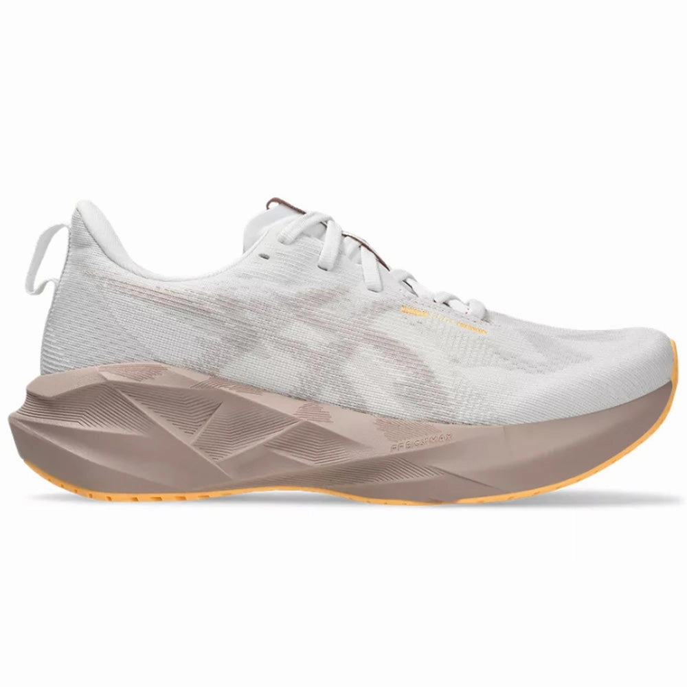 Women's Asics Novablast 5, White/Fawn, 8 B Medium Asics Track And Field Shoes