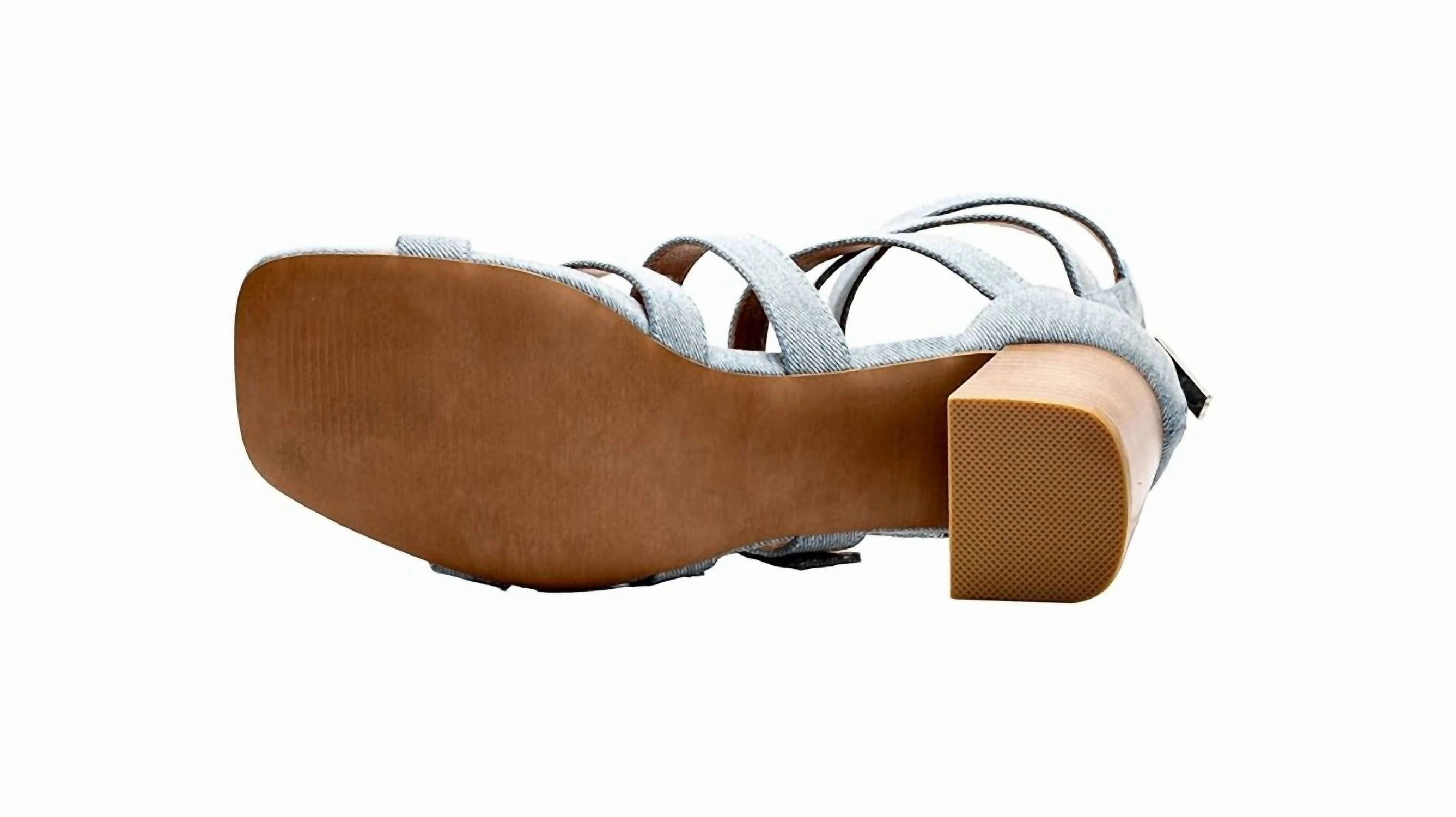 Women's Buckle Down Heel Sandals In Denim Summer Sandals 2024