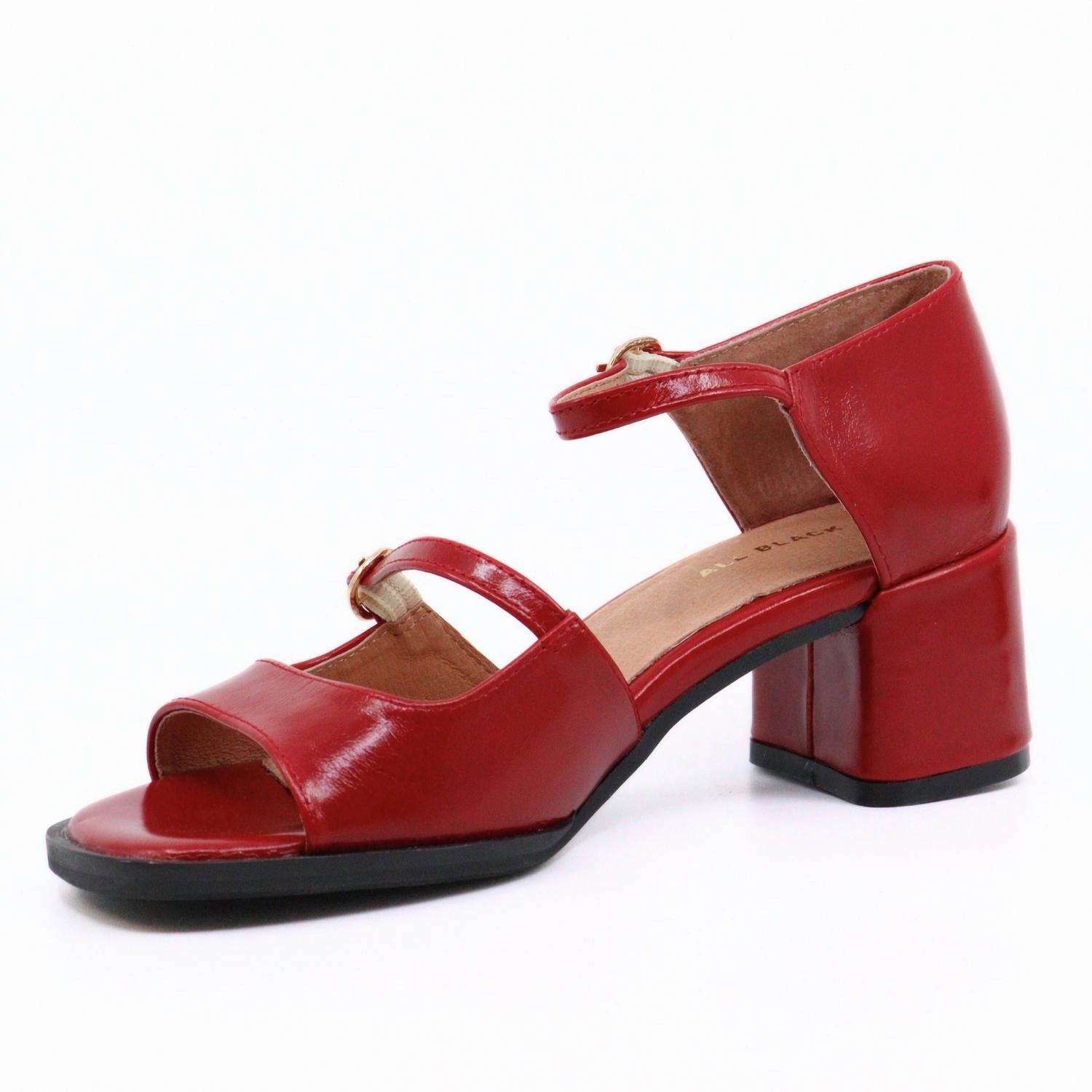 Women's Double Jane Sandals In Ot Red Plain Leather Sandals