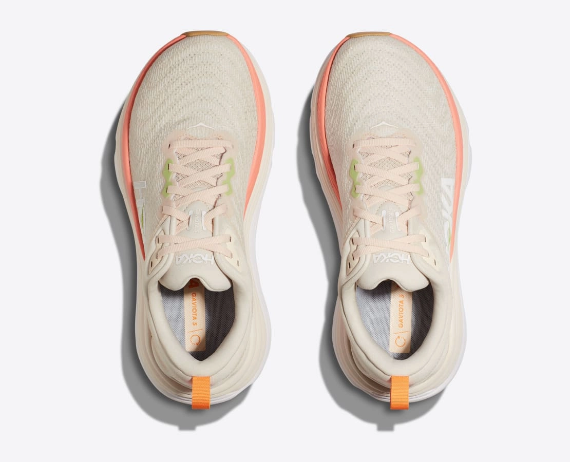 Snake Flat Shoes Women's HOKA Gaviota 5 Running Shoe in Vanilla / Eggnog