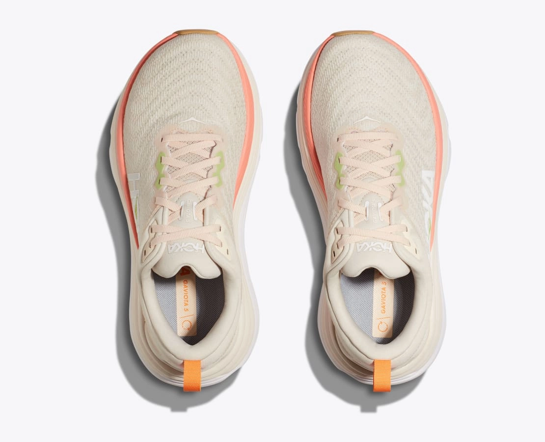 Shoe Rack Flat Women's HOKA Gaviota 5 Running Shoe in Vanilla / Eggnog