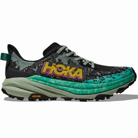 Women's Hoka Speedgoat 6, Black/Aloe Vera, 11 B Medium Marshalls Shoes