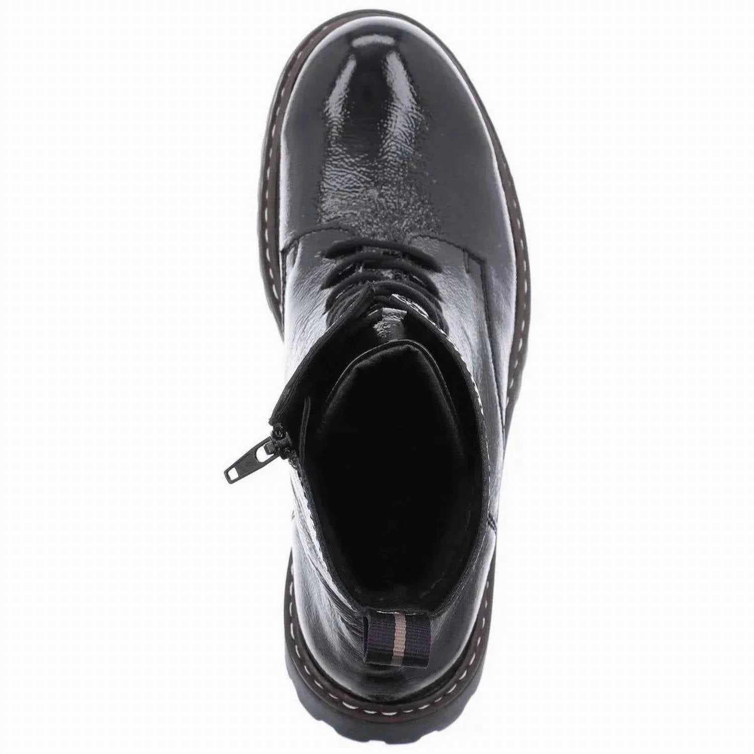 Women's Marta 02 Lace Boot In Black Patent Rubber Boots Boots