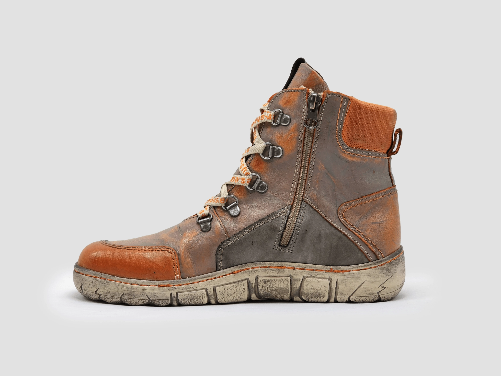 Women's Original Insulated Zip-Up Leather Boots - Orange Zipper Western Boots