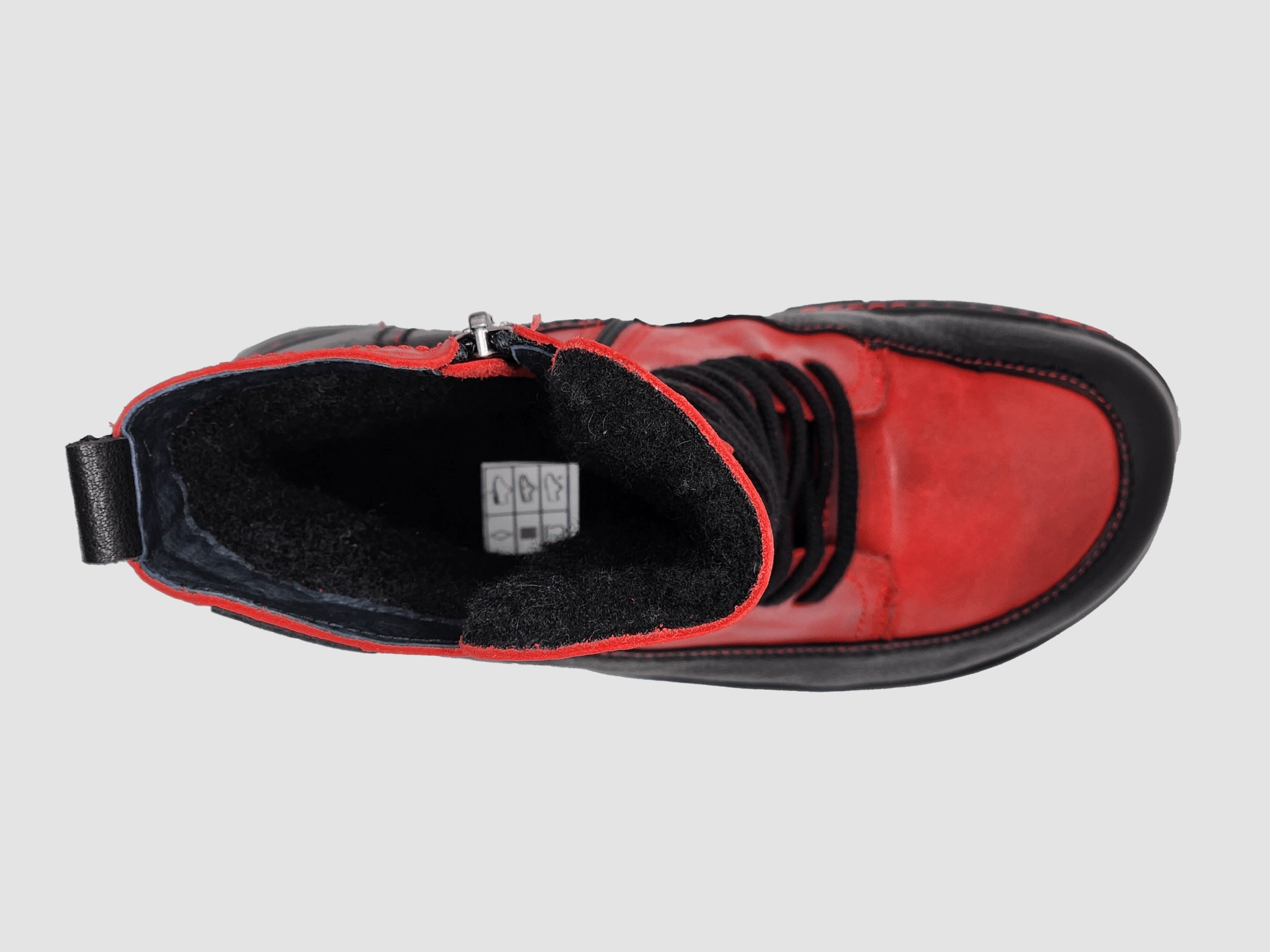 Pointed Western Boots Women's Original Mid Wool-Lined Zip-Up Leather Boots - Red/Black