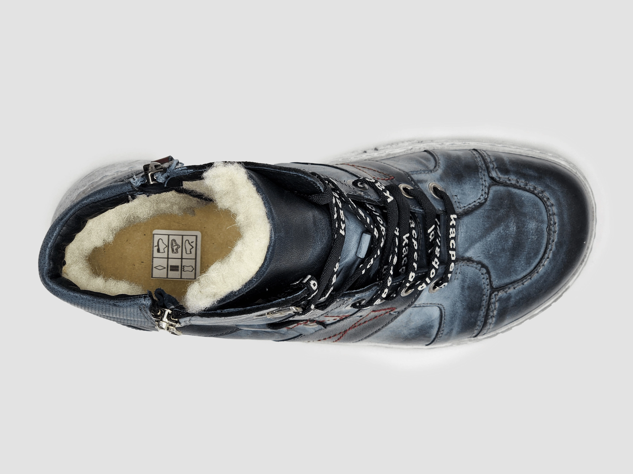 Women's Original Thick Wool-Lined Zip-Up Leather Boots - Navy Fox Motion Boots