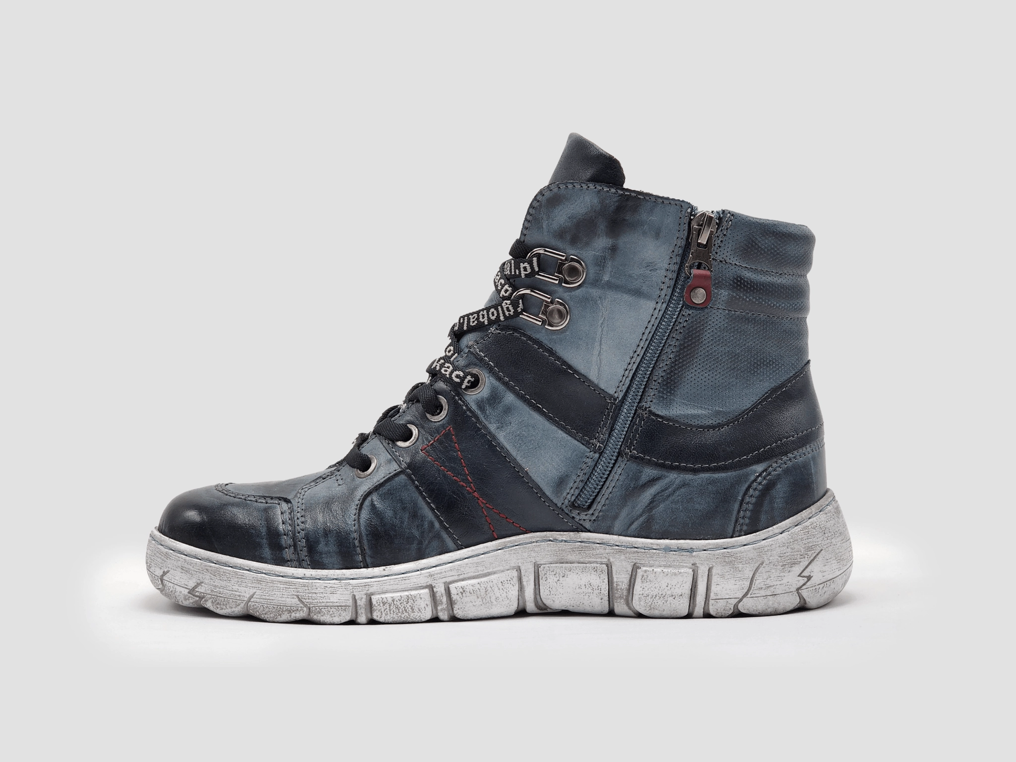 Boots Work Shoes Women's Original Thick Wool-Lined Zip-Up Leather Boots - Navy