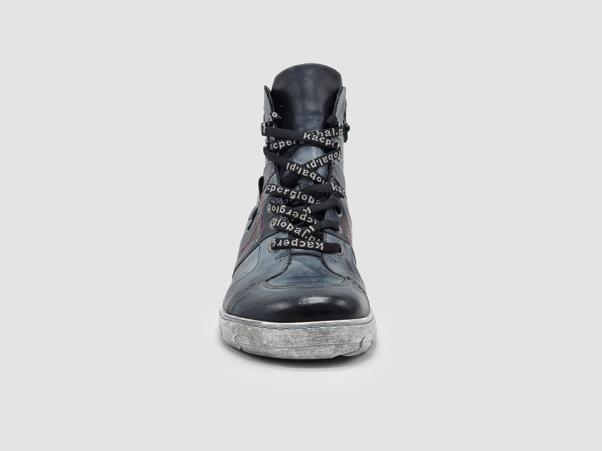 Downhill Ski Boots Women's Original Thick Wool-Lined Zip-Up Leather Boots - Navy