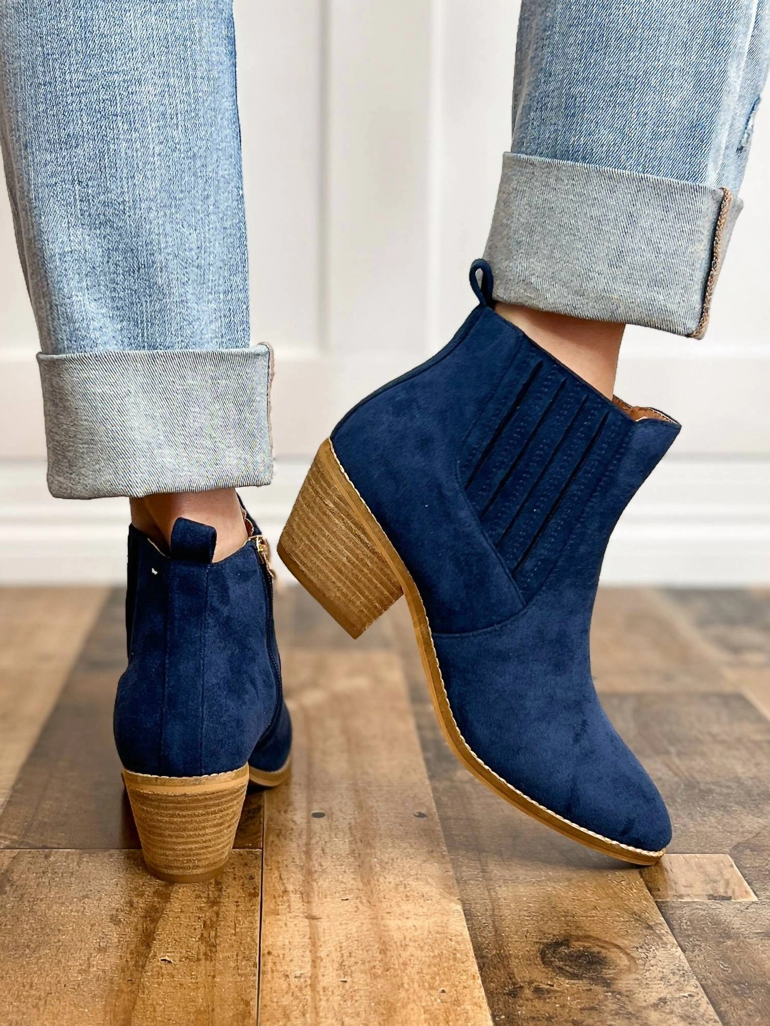 Women's Potion Boots In Navy Suede Dress Chelsea Boots