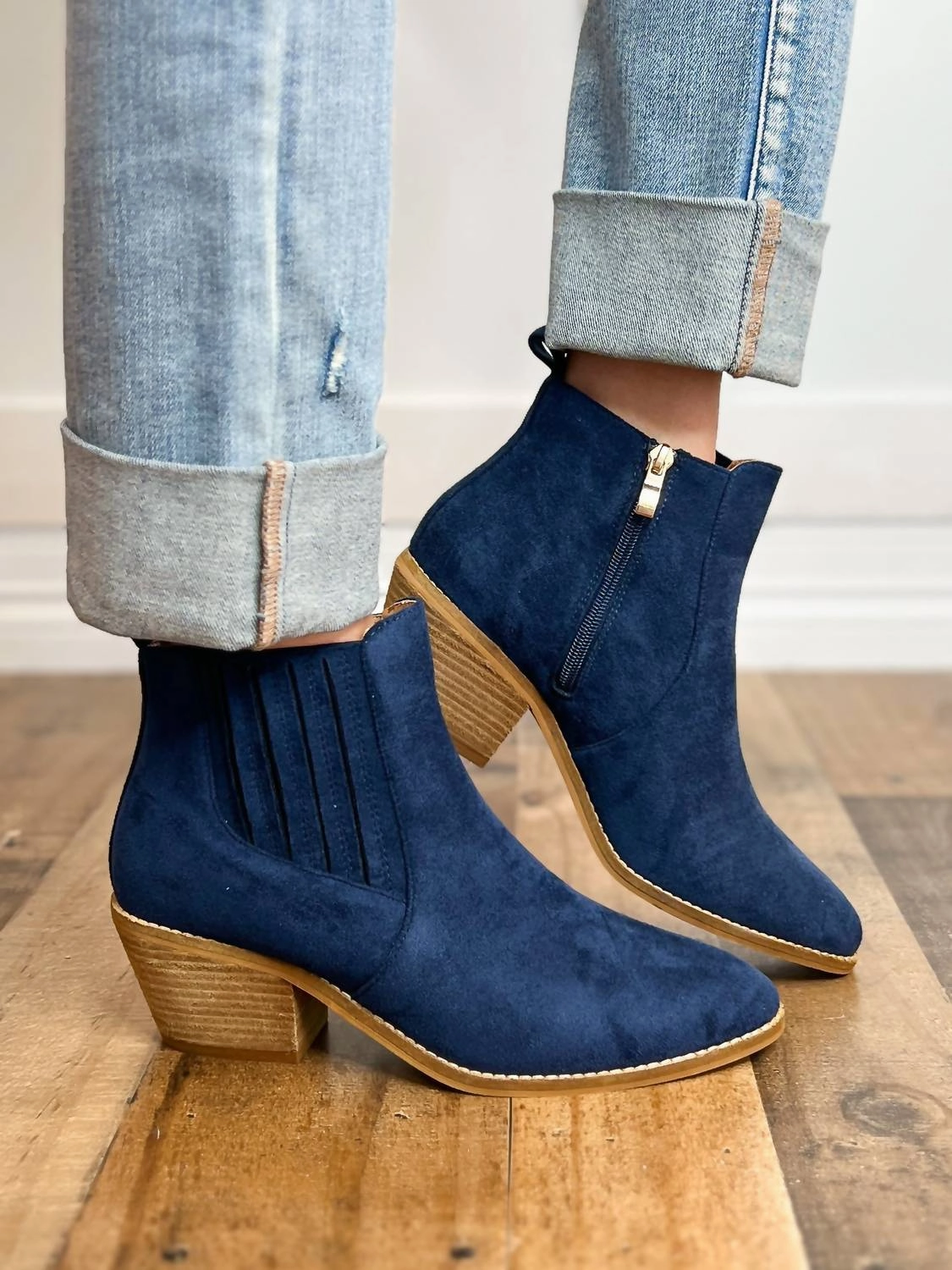 Women's Potion Boots In Navy Suede Allen Edmond Boots