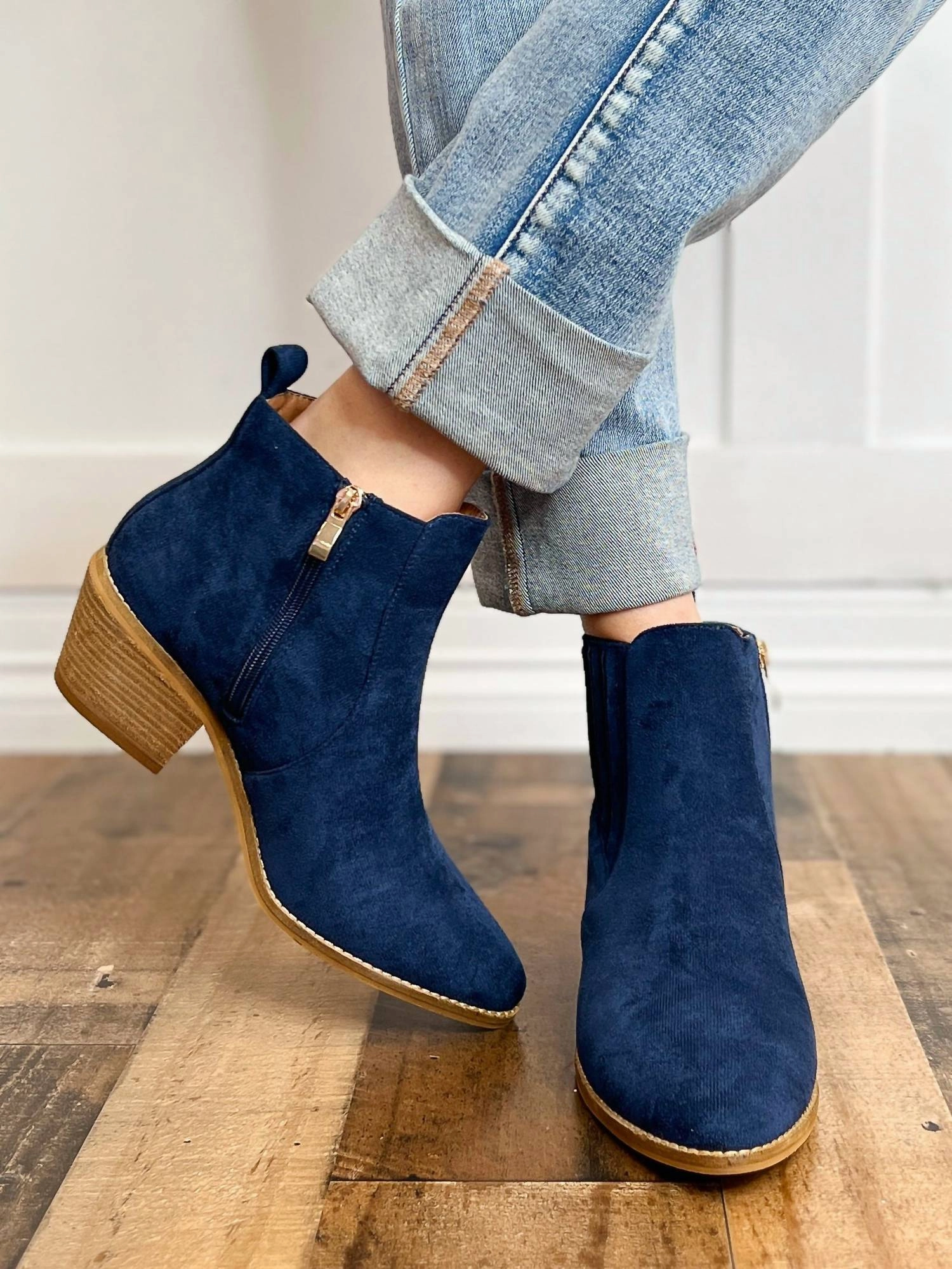Women's Potion Boots In Navy Suede Rainbow Platform Boots