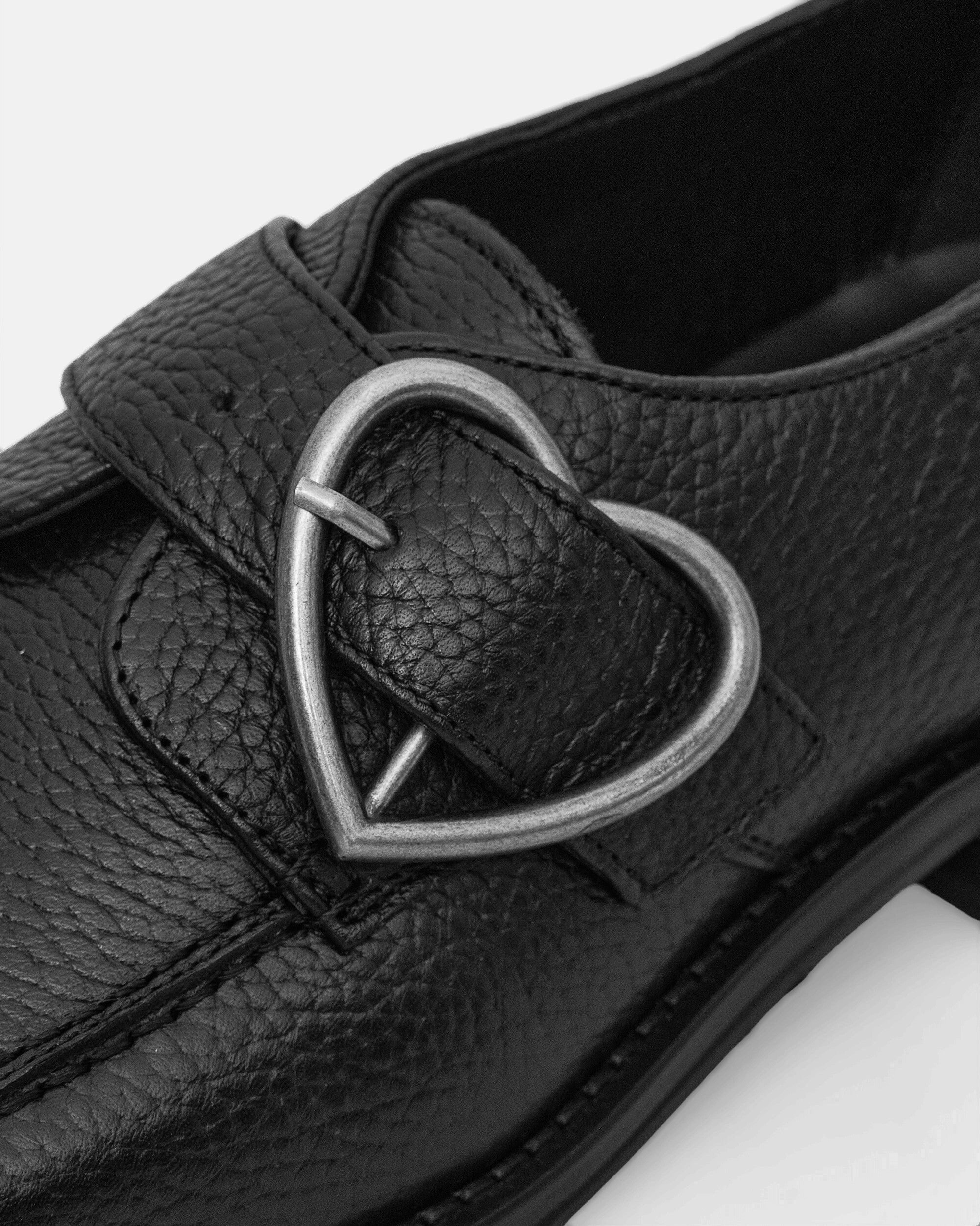 Women's Square Toe Buckle Loafers Black Coach Loafers Suede