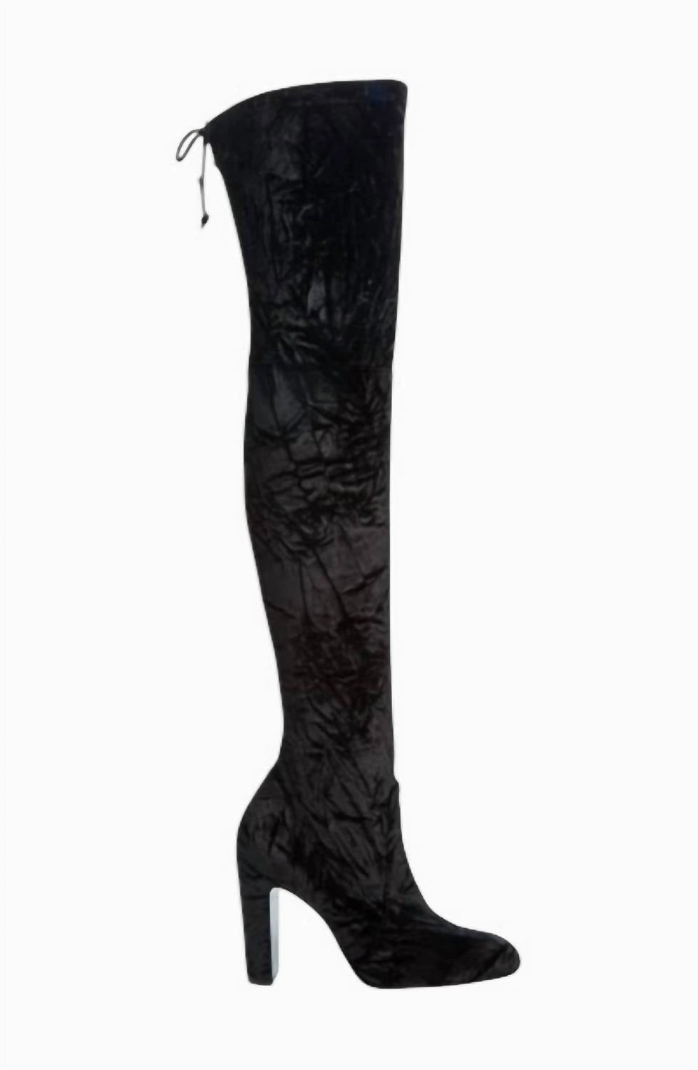 Dressy Cowboy Boots Women's Vidaland Stretch Crushed Velvet Boots In Black