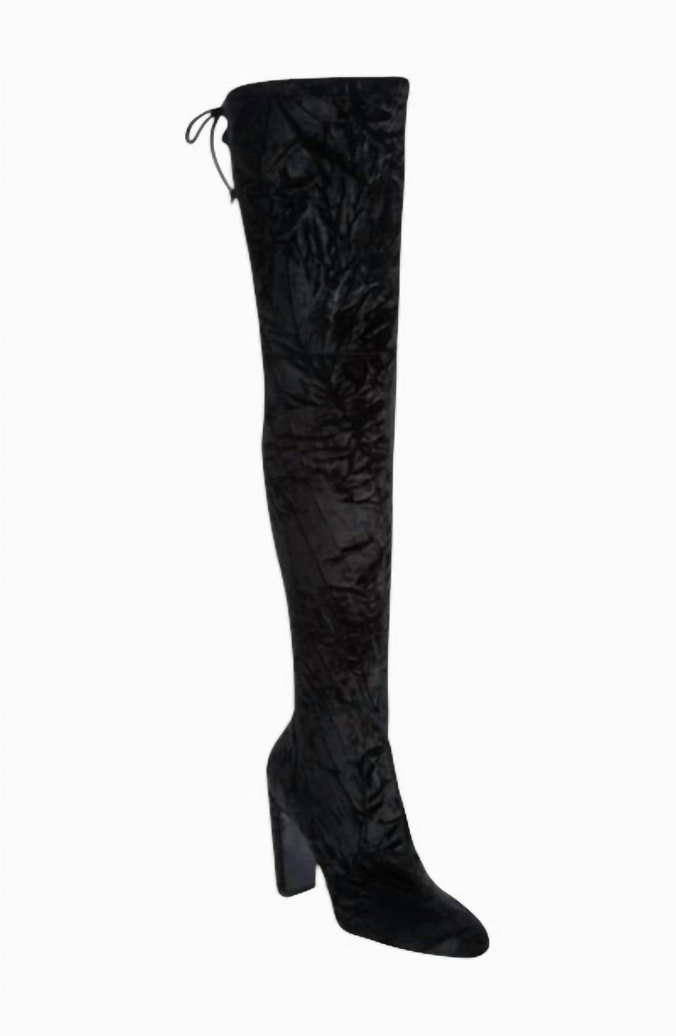 Women's Vidaland Stretch Crushed Velvet Boots In Black Barefoot Cowboy Boots