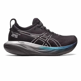 Asics Gel Nyc Shoes Womens ASICS Nimbus 25 Platinum - Black / Pure Silver