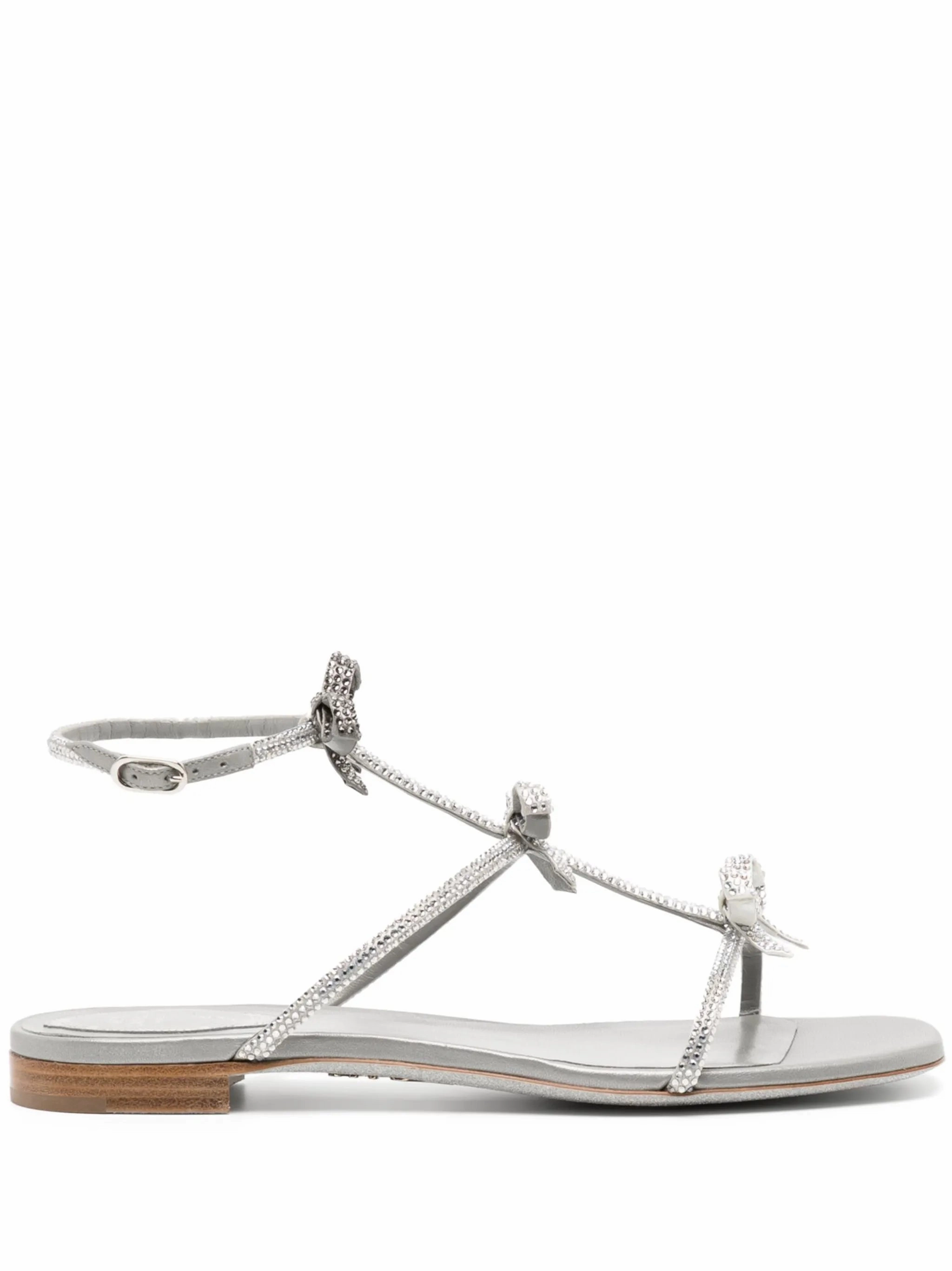 Business Professional Flat Shoes crystal-embellished bow-detail flat sandals