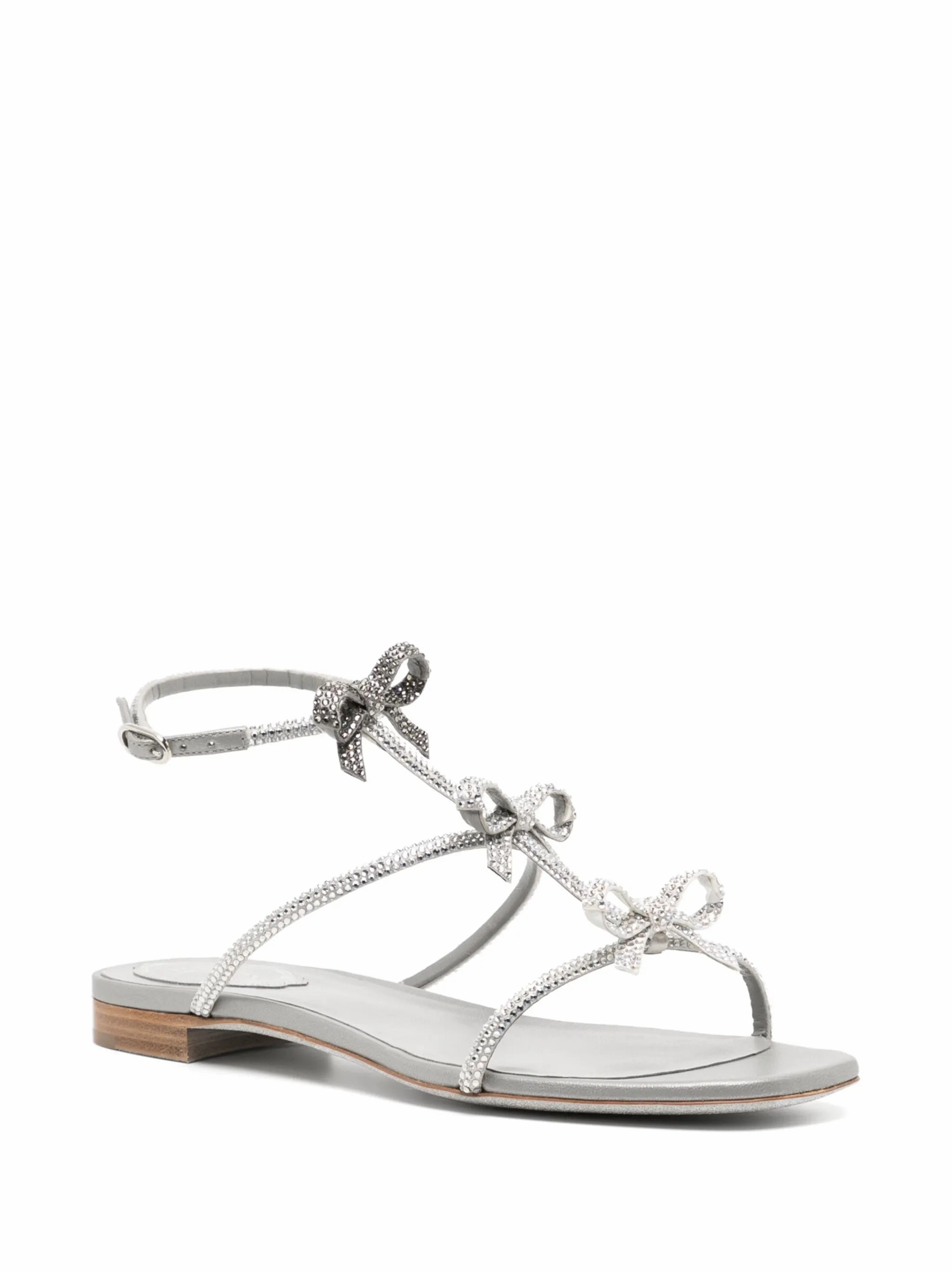 Bottom Shoes Flats crystal-embellished bow-detail flat sandals