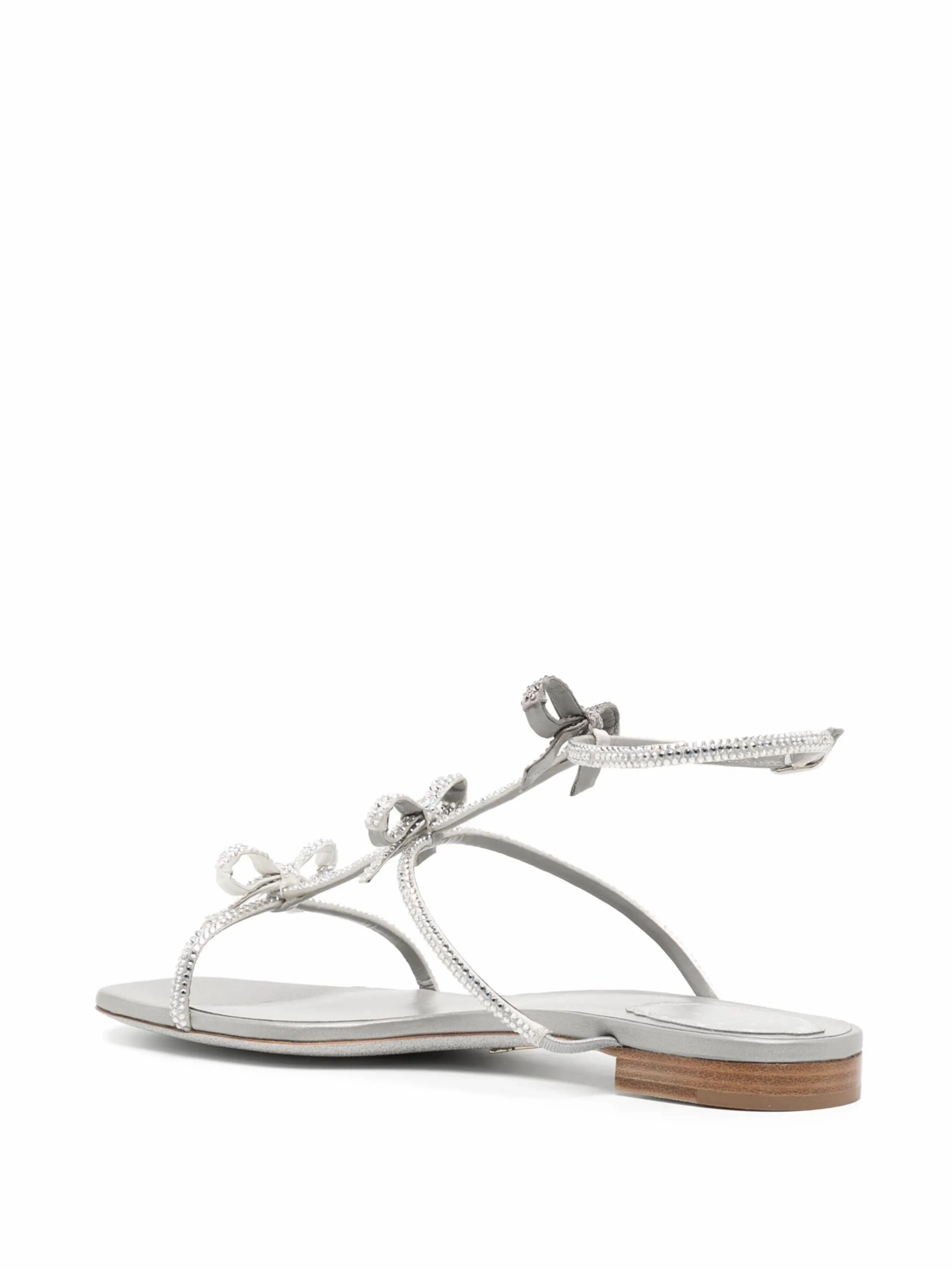 Short Dress With Flat Shoes crystal-embellished bow-detail flat sandals