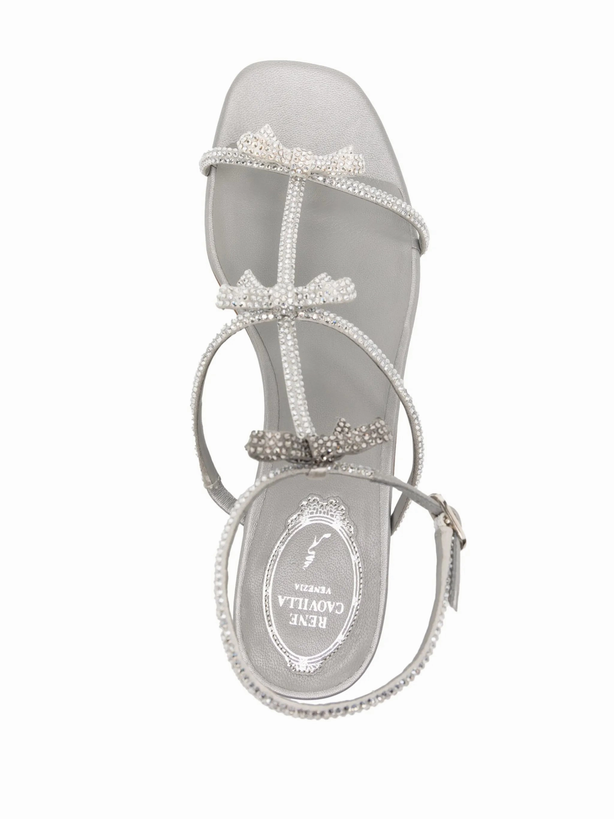 crystal-embellished bow-detail flat sandals Flat Shoes That Go With Dresses