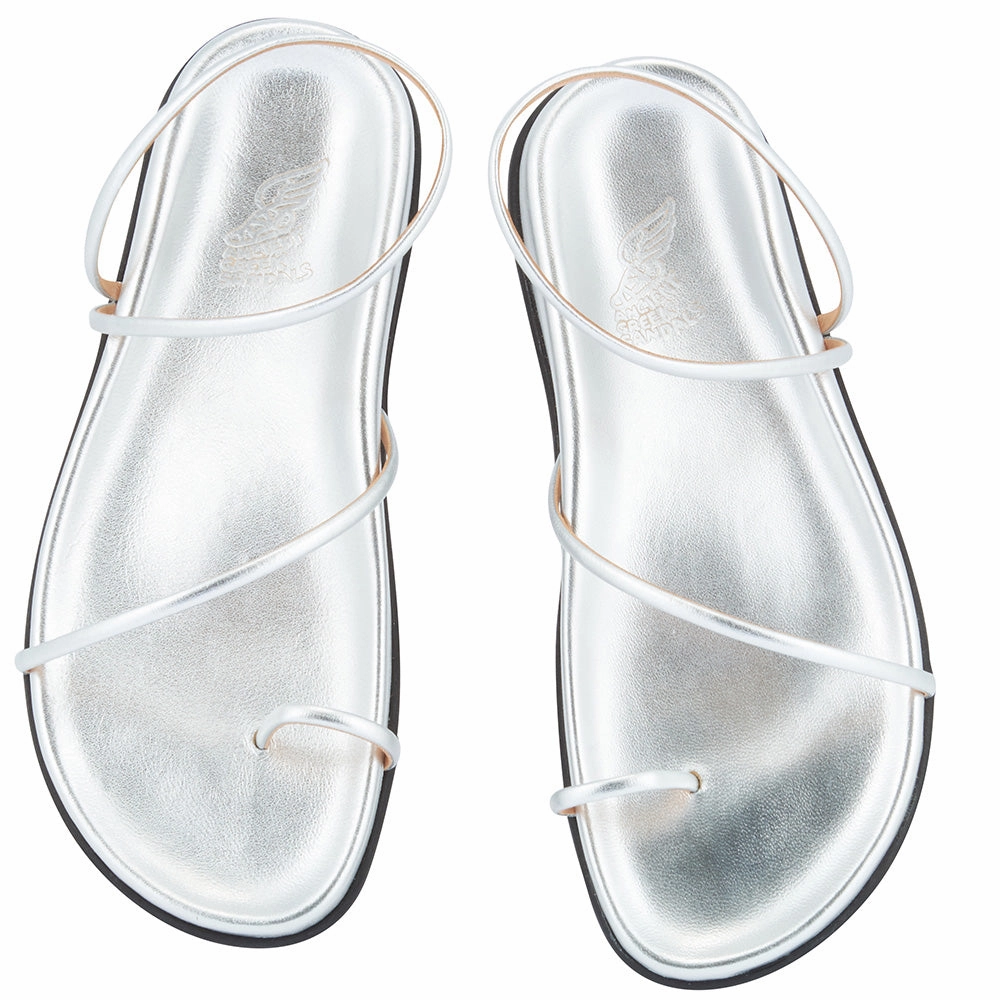 Kansiz Footbed Silver Sandals With Toes Covered