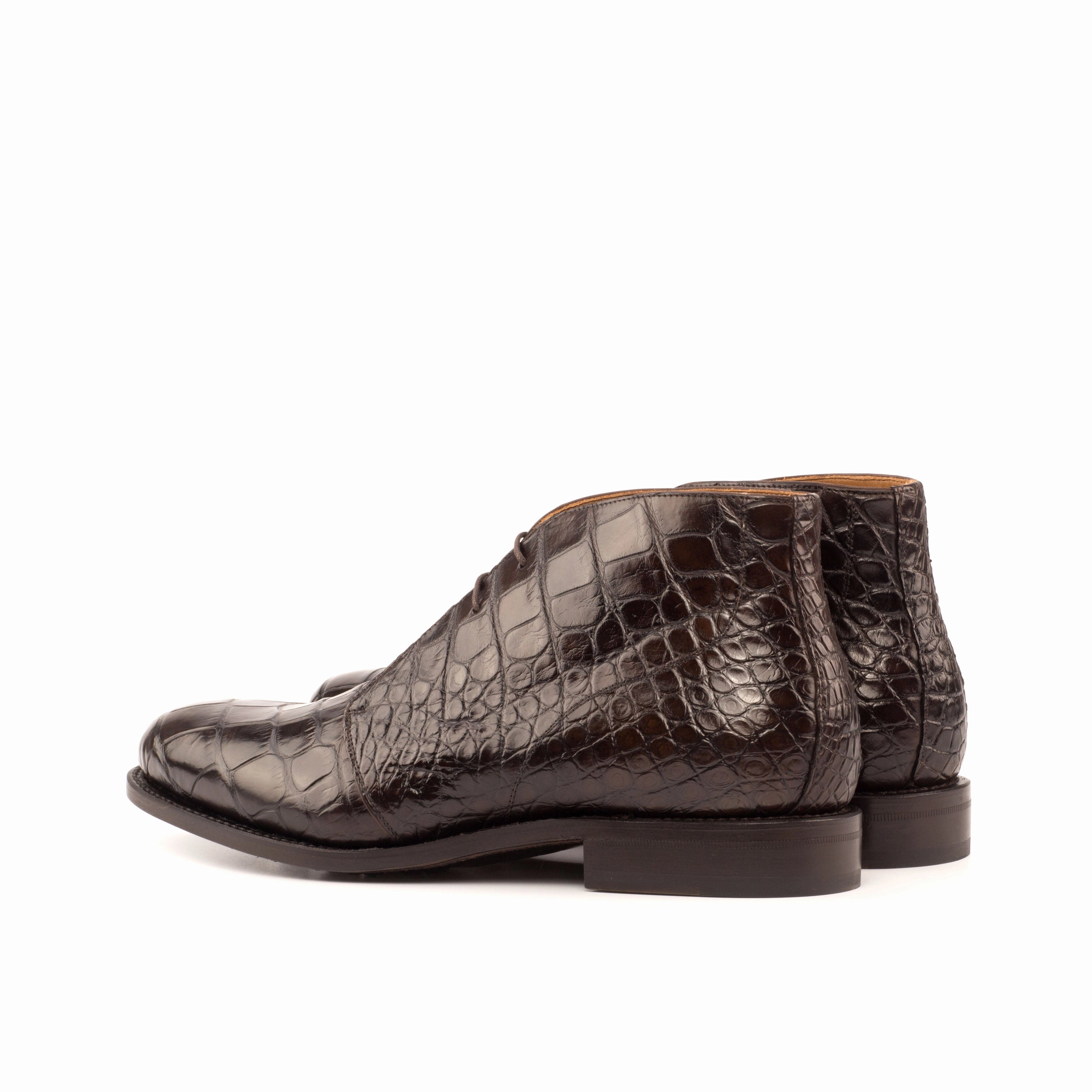 Push In The Boots Dark Brown Alligator Chukka Boots