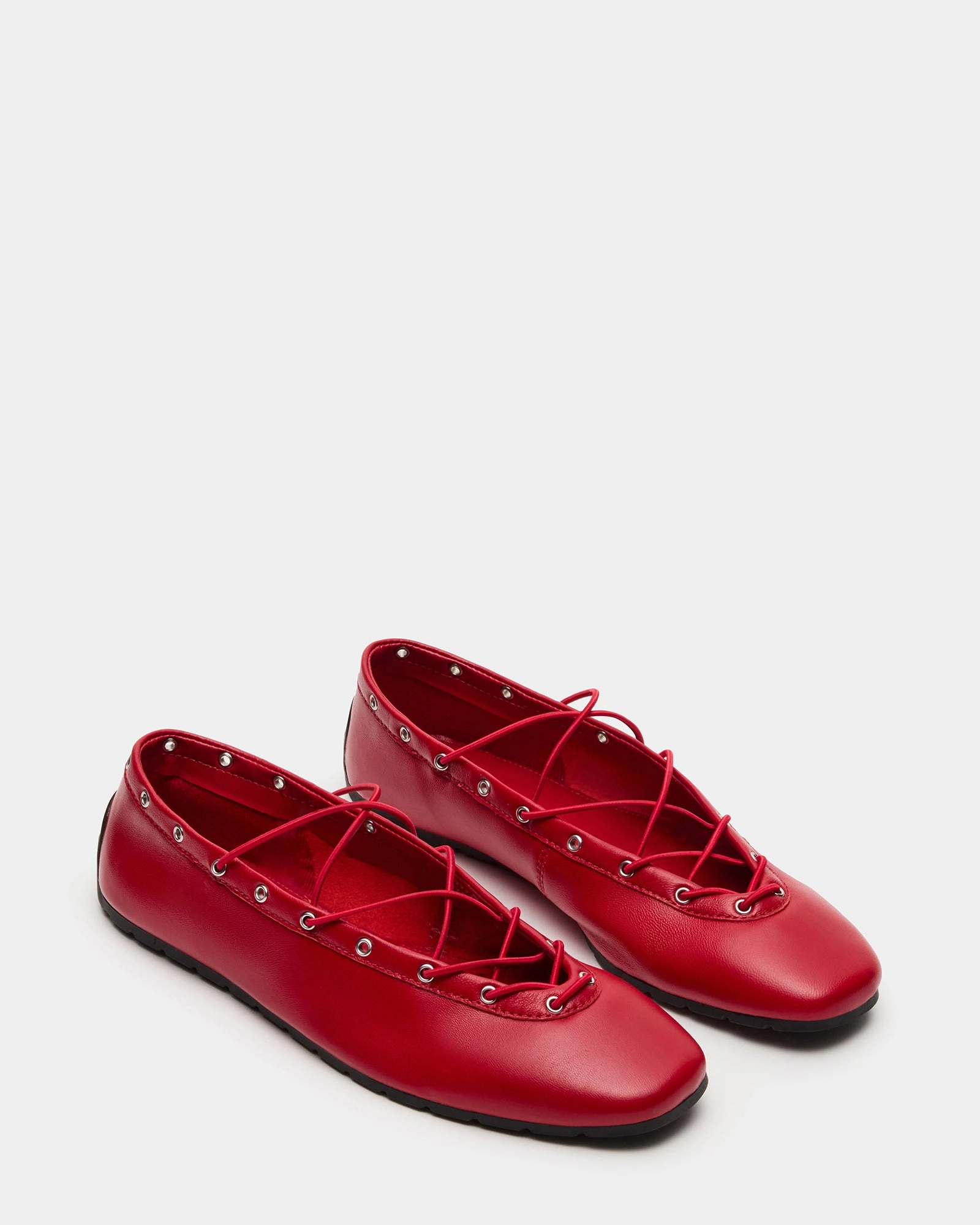 POINTE RED LEATHER Loafers Square Toe