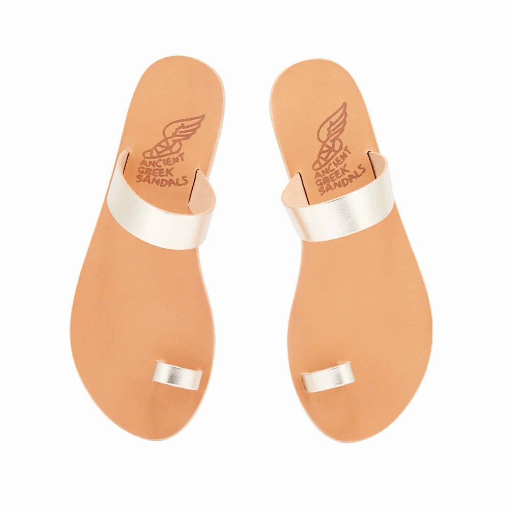 Thalia Platinum Ankle Tie Sandals