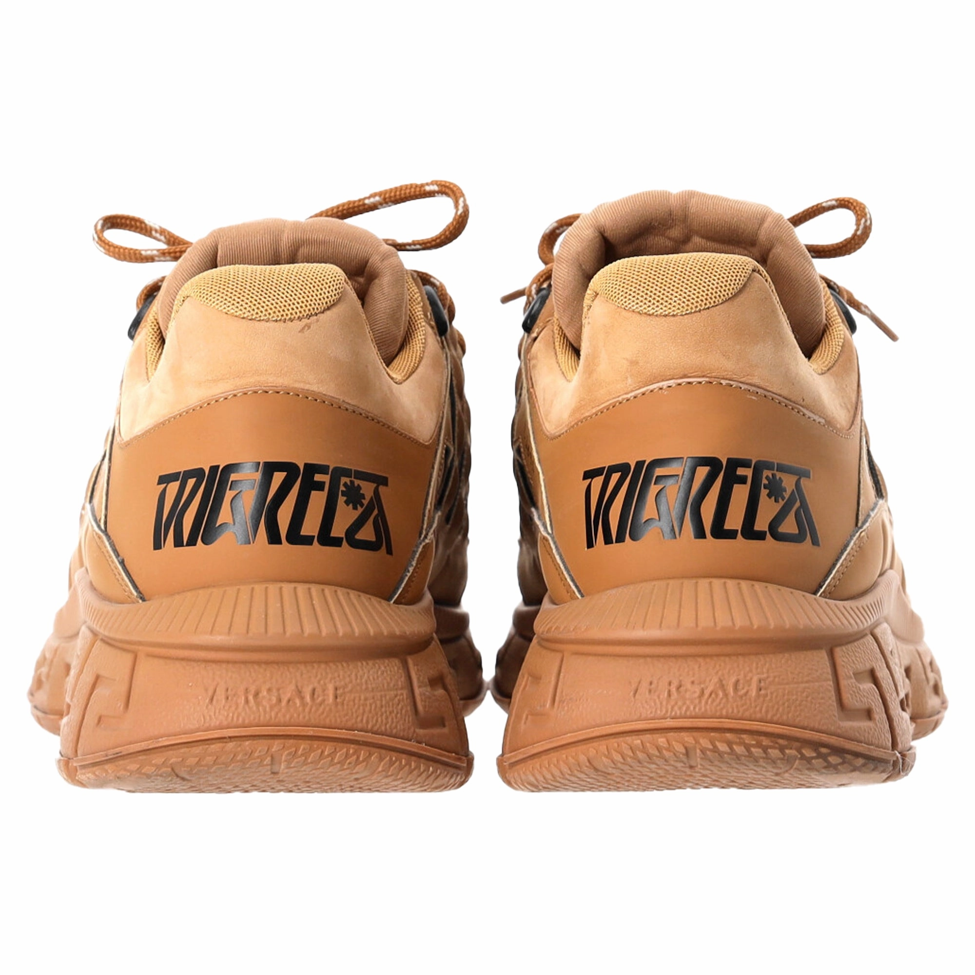 Versace Trigreca Lace Up Sneakers in Beige Leather Sleek Sneakers