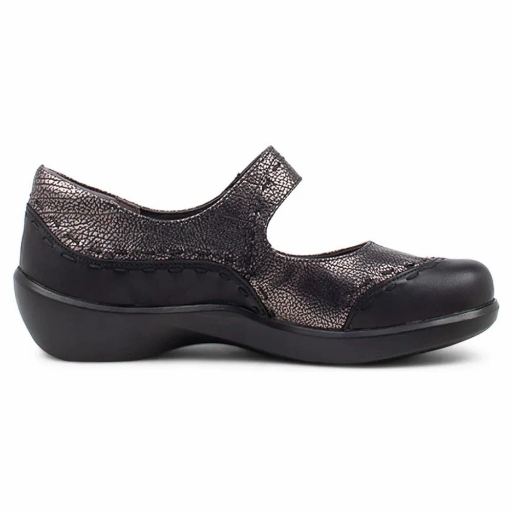 Ziera Gummibear Black/Antique Pewter Mary Jane (Women's) Flat Apartment Shoes