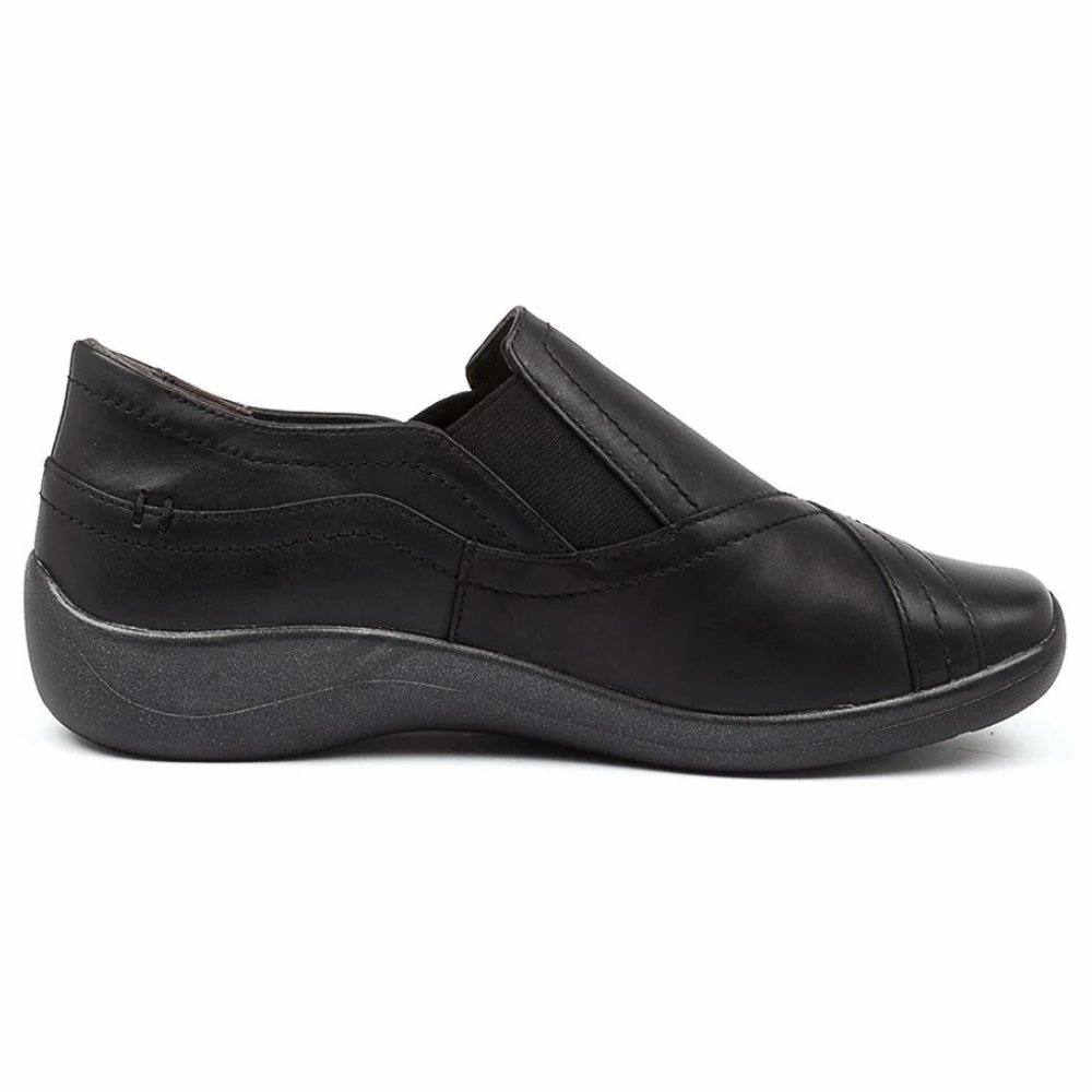 Ziera Java Black Leather Slip-On (Women's) Flat Stylish Shoes