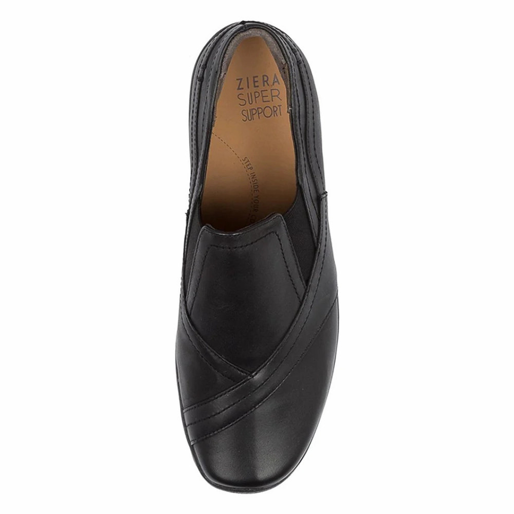Ziera Java Black Leather Slip-On (Women's) Flat Stock Shoe Molding