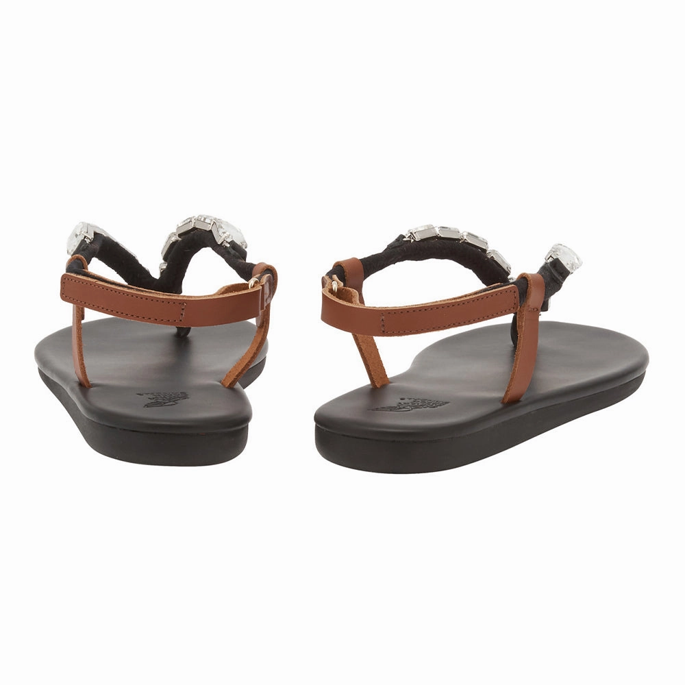 Platform Leather Sandals Zoi Crystals Clear/Cotto